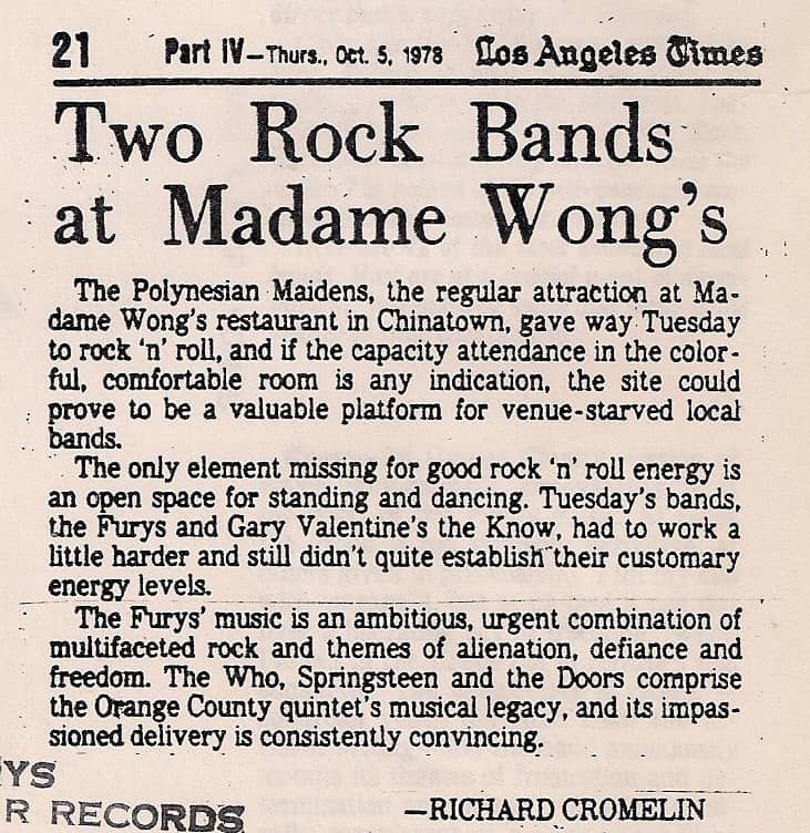 LA Times on Madame Wong’s, 1978