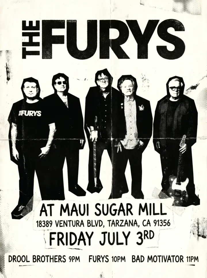 Flier: Jul 3, 2026 · Maui Sugar Mill Saloon, Tarzana · with Drool Brothers, Bad Motivator