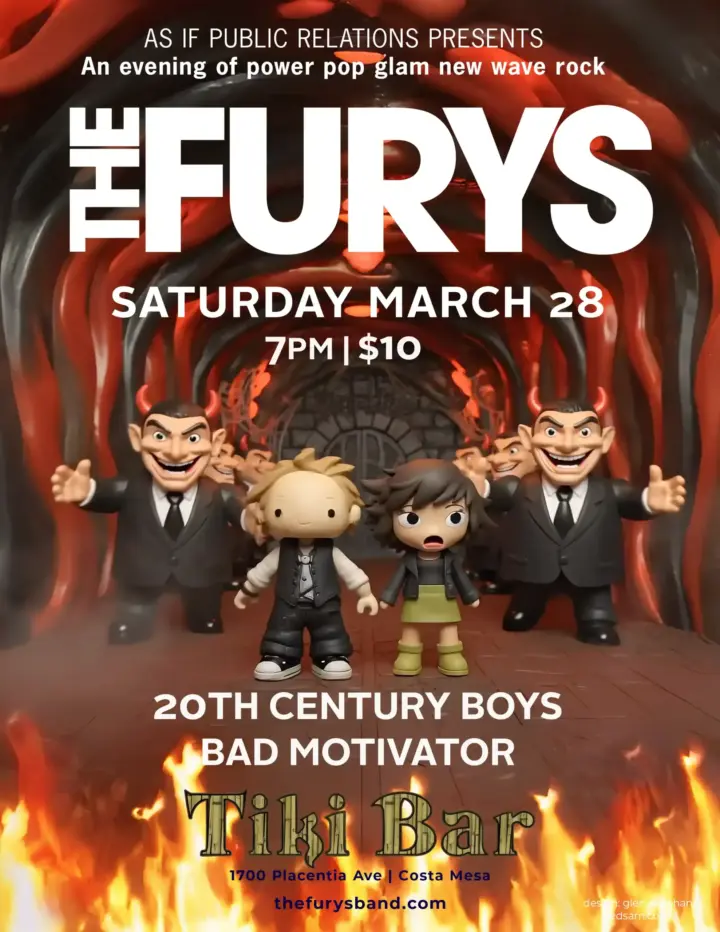 Flier: Mar 28, 2026 · Tiki Bar, Costa Mesa · with 20th Century Boys, Bad Motivator